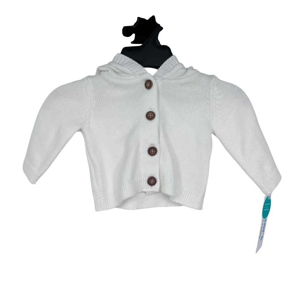 Carter's Child of Mine Cardigan Newborn Girls White Hooded Bear Ears Sweater